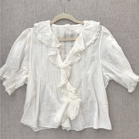 Doen Tops - Doen White Ruffled Blouse